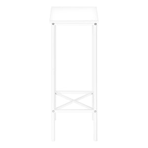 Monarch Specialties Accent Table, Side, End, Narrow, Small, 2 Tier, Living Room, Bedroom, White Laminate, White Metal, Contemporary, Modern White Particle Board,Metal I 2079
