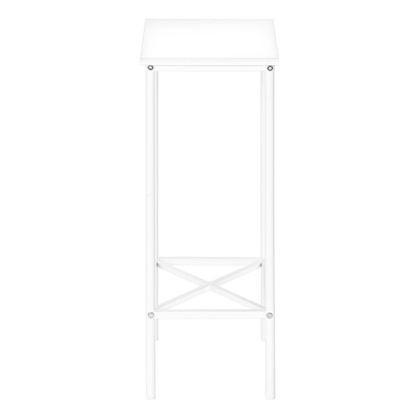 Monarch Specialties Accent Table, Side, End, Narrow, Small, 2 Tier, Living Room, Bedroom, White Laminate, White Metal, Contemporary, Modern White Particle Board,Metal I 2079