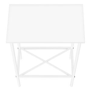 Monarch Specialties Accent Table, Side, End, Narrow, Small, 2 Tier, Living Room, Bedroom, White Laminate, White Metal, Contemporary, Modern White Particle Board,Metal I 2079