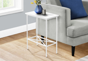 Monarch Specialties Accent Table, Side, End, Narrow, Small, 2 Tier, Living Room, Bedroom, White Laminate, White Metal, Contemporary, Modern White Particle Board,Metal I 2079