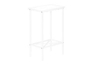 Monarch Specialties Accent Table, Side, End, Narrow, Small, 2 Tier, Living Room, Bedroom, White Laminate, White Metal, Contemporary, Modern White Particle Board,Metal I 2079