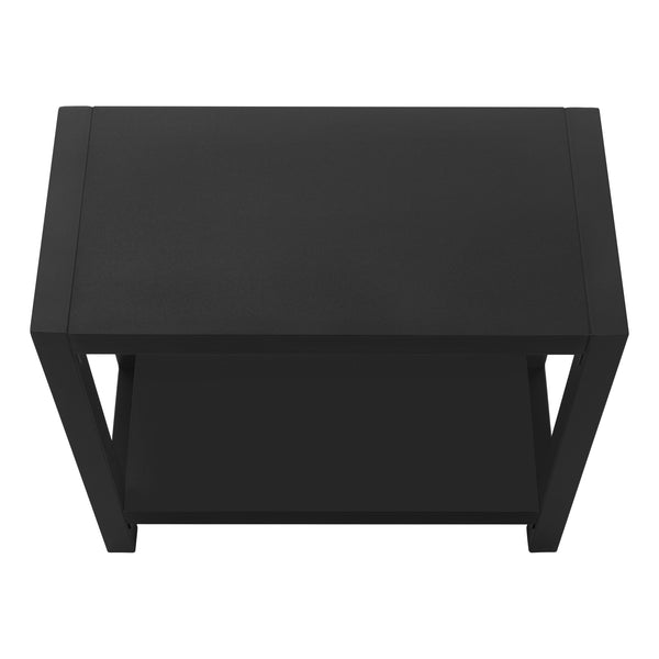 Monarch Specialties Accent Table, Side, End, Narrow, Small, 2 Tier, Living Room, Bedroom, Black Laminate, Black Metal, Contemporary, Modern Black Particle Board,Hollow,Core,Laminate,Mdf,Metal I 2081