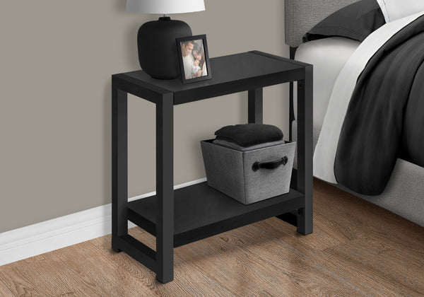 Monarch Specialties Accent Table, Side, End, Narrow, Small, 2 Tier, Living Room, Bedroom, Black Laminate, Black Metal, Contemporary, Modern Black Particle Board,Hollow,Core,Laminate,Mdf,Metal I 2081