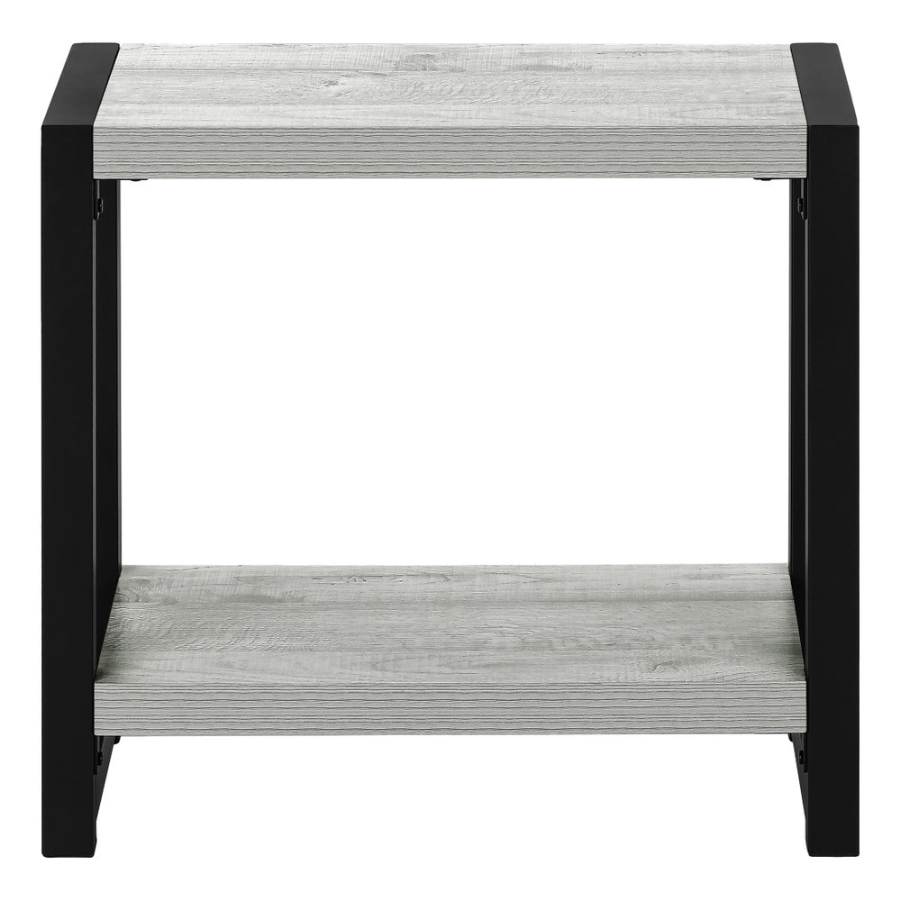Monarch Specialties Accent Table, Side, End, Narrow, Small, 2 Tier, Living Room, Bedroom, Grey Laminate, Black Metal, Contemporary, Modern Grey,Black, Black Particle Board,Hollow,Core,Laminate,Mdf,Metal I 2082