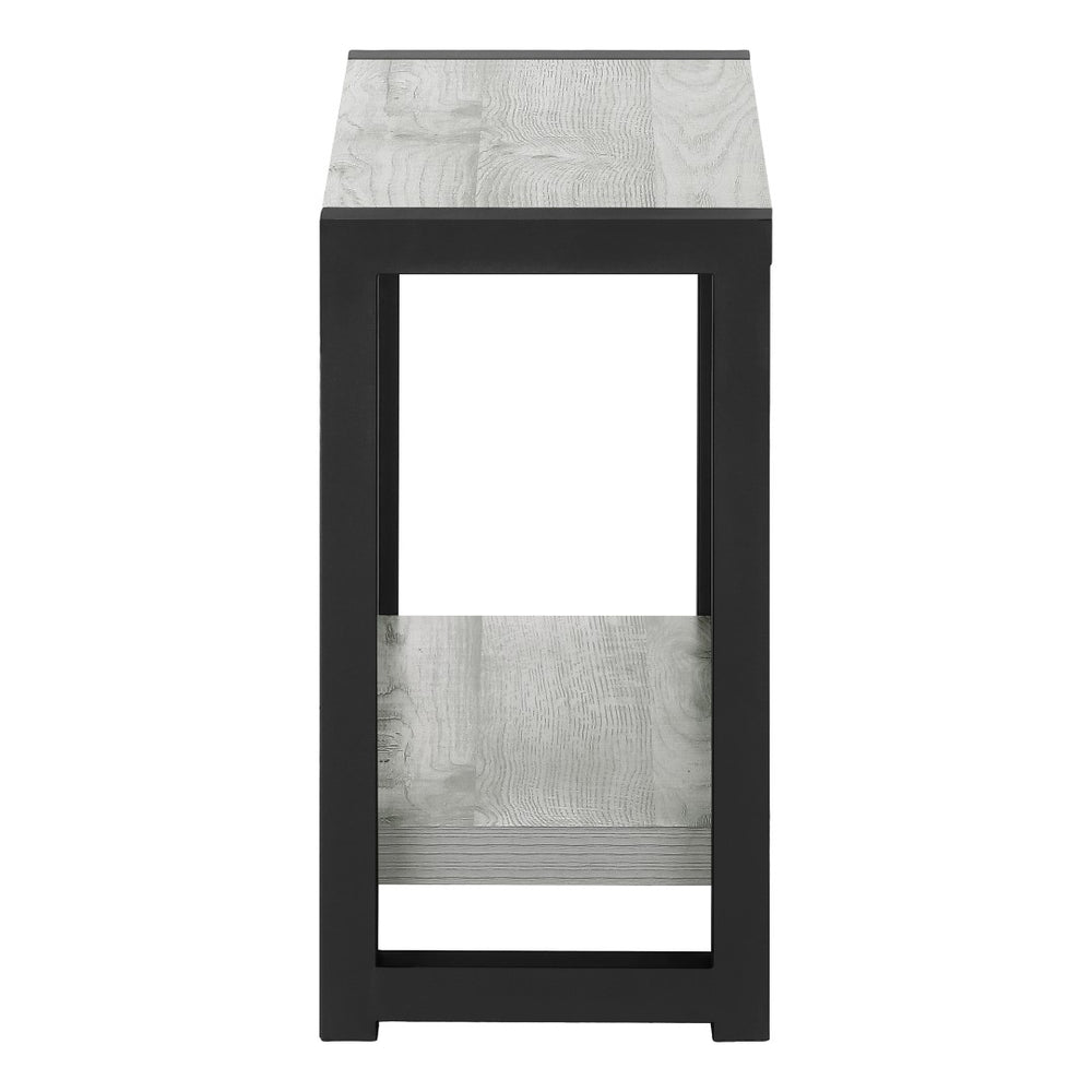 Monarch Specialties Accent Table, Side, End, Narrow, Small, 2 Tier, Living Room, Bedroom, Grey Laminate, Black Metal, Contemporary, Modern Grey,Black, Black Particle Board,Hollow,Core,Laminate,Mdf,Metal I 2082