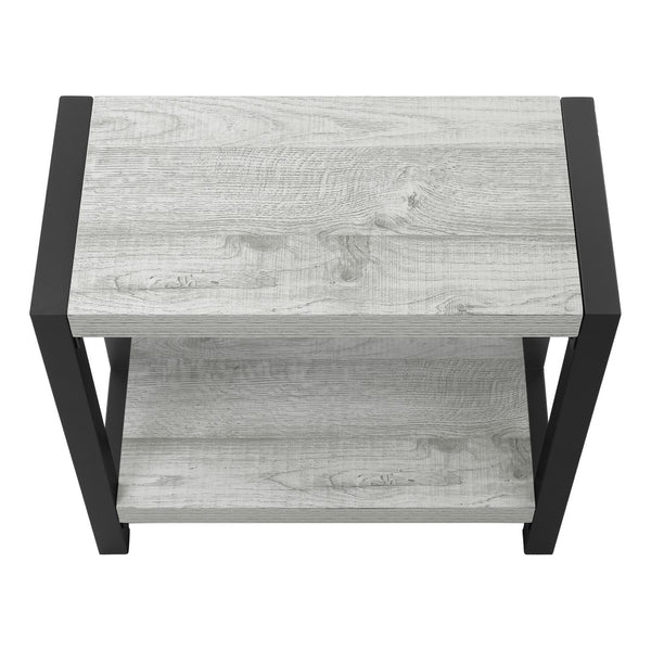 Monarch Specialties Accent Table, Side, End, Narrow, Small, 2 Tier, Living Room, Bedroom, Grey Laminate, Black Metal, Contemporary, Modern Grey,Black, Black Particle Board,Hollow,Core,Laminate,Mdf,Metal I 2082