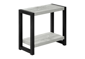 Monarch Specialties Accent Table, Side, End, Narrow, Small, 2 Tier, Living Room, Bedroom, Grey Laminate, Black Metal, Contemporary, Modern Grey,Black, Black Particle Board,Hollow,Core,Laminate,Mdf,Metal I 2082