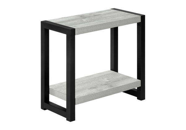 Monarch Specialties Accent Table, Side, End, Narrow, Small, 2 Tier, Living Room, Bedroom, Grey Laminate, Black Metal, Contemporary, Modern Grey,Black, Black Particle Board,Hollow,Core,Laminate,Mdf,Metal I 2082