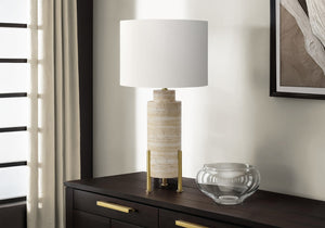 Monarch Specialties Lighting, 30"H Beige Resin Table Lamp With Ivory Shade – Elegant Transitional Design For Any Room Beige,Gold,Ivory Polyresin,Metal,Polyester I 9928