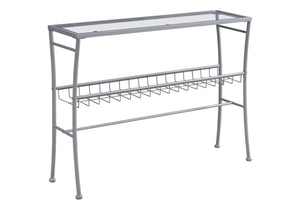 Monarch Specialties Accent Table, Console, Entryway, Narrow, Sofa, Living Room, Bedroom, Clear Tempered Glass, Silver Metal, Contemporary, Modern Silver,Clear, Clear Metal,Glass,Tempered Glass I 2128