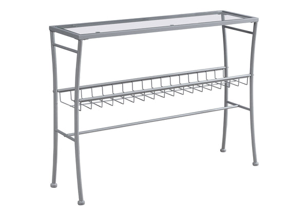 Monarch Specialties Accent Table, Console, Entryway, Narrow, Sofa, Living Room, Bedroom, Clear Tempered Glass, Silver Metal, Contemporary, Modern Silver,Clear, Clear Metal,Glass,Tempered Glass I 2128