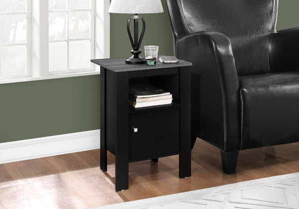 Monarch Specialties Accent Table, Side, End, Nightstand, Lamp, Storage, Living Room, Bedroom, Black And Grey Laminate, Transitional Black,Grey, Grey Particle Board,Laminate I 2134