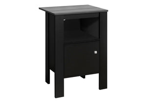 Monarch Specialties Accent Table, Side, End, Nightstand, Lamp, Storage, Living Room, Bedroom, Black And Grey Laminate, Transitional Black,Grey, Grey Particle Board,Laminate I 2134