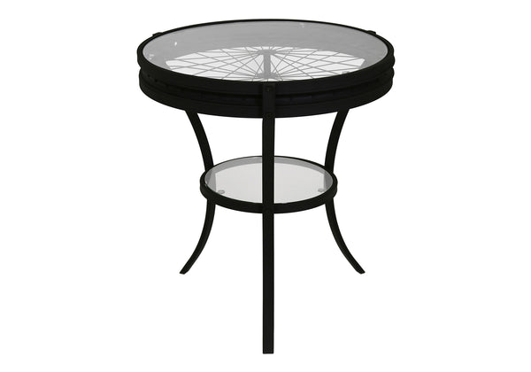Monarch Specialties Accent Table, Side, End, Nightstand, Lamp, Round, Living Room, Bedroom, Clear Tempered Glass, Black Metal, Transitional Black,Clear, Clear Tempered Glass,Metal I 2140