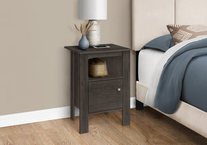 Monarch Specialties Accent Table, Side, End, Nightstand, Lamp, Storage, Living Room, Bedroom, Brown Laminate, Transitional Oak Particle Board,Laminate I 2145
