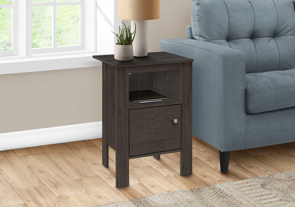 Monarch Specialties Accent Table, Side, End, Nightstand, Lamp, Storage, Living Room, Bedroom, Brown Laminate, Transitional Oak Particle Board,Laminate I 2145