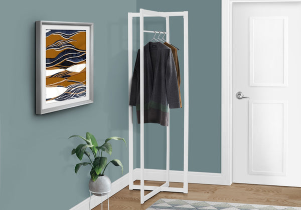 Monarch Specialties Coat Rack, Hall Tree, Free Standing, Hanging Bar, Entryway, 72"H, Bedroom, White Metal, Contemporary, Modern White Metal I 2151