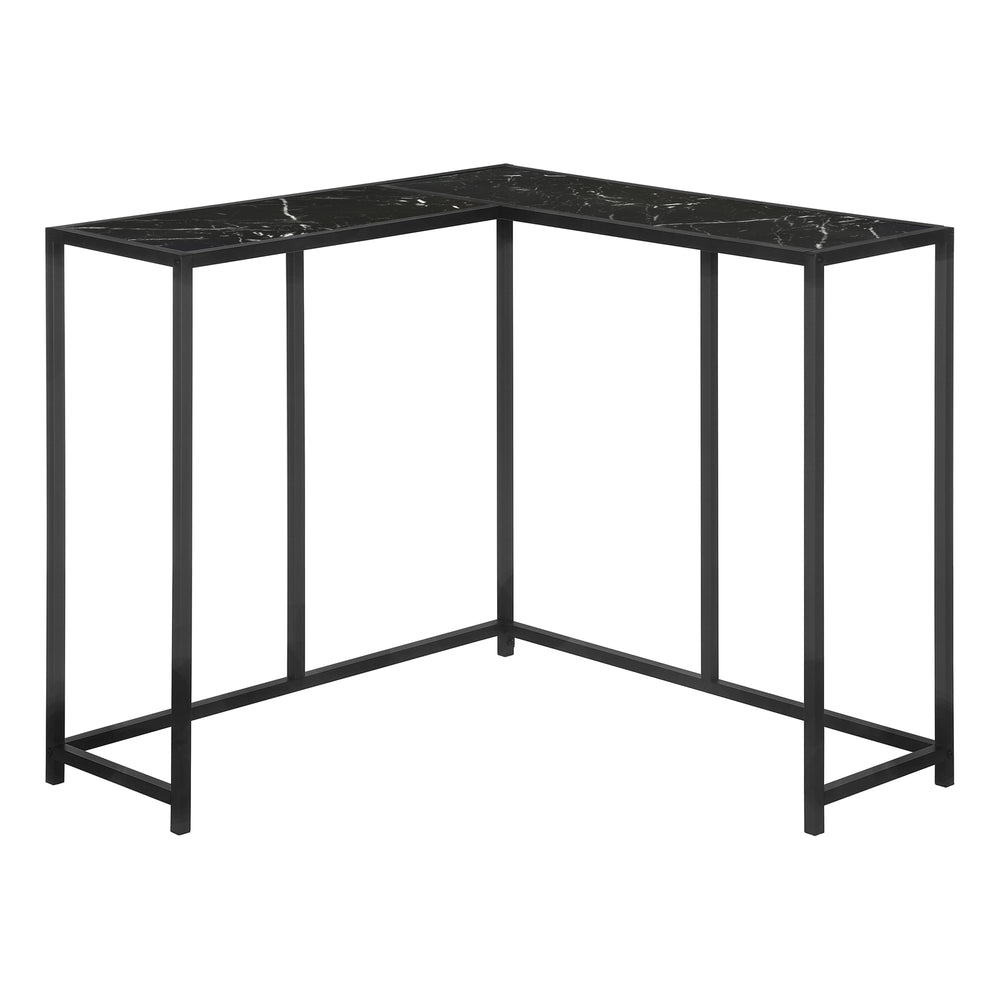Monarch Specialties Accent Table, Console, Entryway, Narrow, Corner, Living Room, Bedroom, Black Marble Look Laminate, Black Metal, Contemporary, Modern Black Particle Board,Metal I 2158