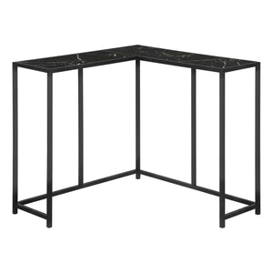 Monarch Specialties Accent Table, Console, Entryway, Narrow, Corner, Living Room, Bedroom, Black Marble Look Laminate, Black Metal, Contemporary, Modern Black Particle Board,Metal I 2158