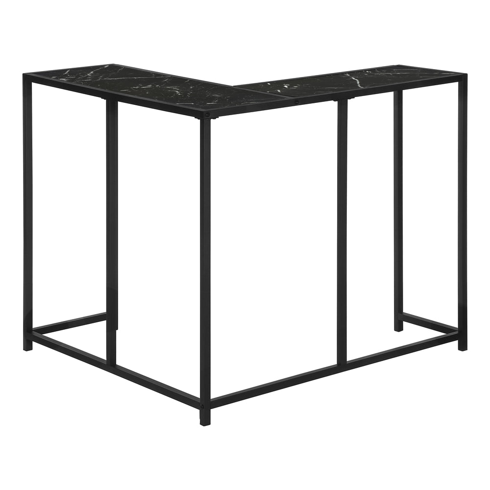 Monarch Specialties Accent Table, Console, Entryway, Narrow, Corner, Living Room, Bedroom, Black Marble Look Laminate, Black Metal, Contemporary, Modern Black Particle Board,Metal I 2158