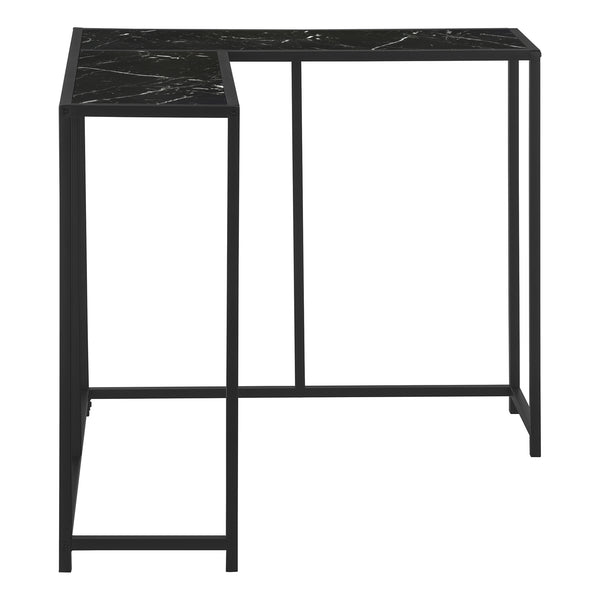 Monarch Specialties Accent Table, Console, Entryway, Narrow, Corner, Living Room, Bedroom, Black Marble Look Laminate, Black Metal, Contemporary, Modern Black Particle Board,Metal I 2158