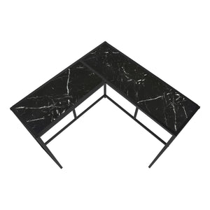 Monarch Specialties Accent Table, Console, Entryway, Narrow, Corner, Living Room, Bedroom, Black Marble Look Laminate, Black Metal, Contemporary, Modern Black Particle Board,Metal I 2158