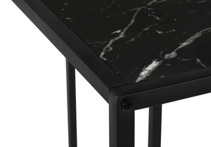 Monarch Specialties Accent Table, Console, Entryway, Narrow, Corner, Living Room, Bedroom, Black Marble Look Laminate, Black Metal, Contemporary, Modern Black Particle Board,Metal I 2158