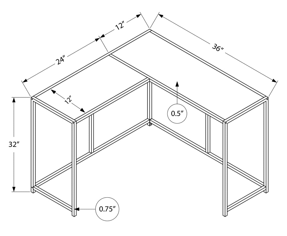 Monarch Specialties Accent Table, Console, Entryway, Narrow, Corner, Living Room, Bedroom, White Marble Look Laminate, Black Metal, Contemporary, Modern White Particle Board,Metal I 2159