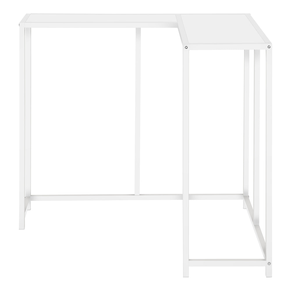 Monarch Specialties Accent Table, Console, Entryway, Narrow, Corner, Living Room, Bedroom, White Laminate, White Metal, Contemporary, Modern White Particle Board,Metal I 2160