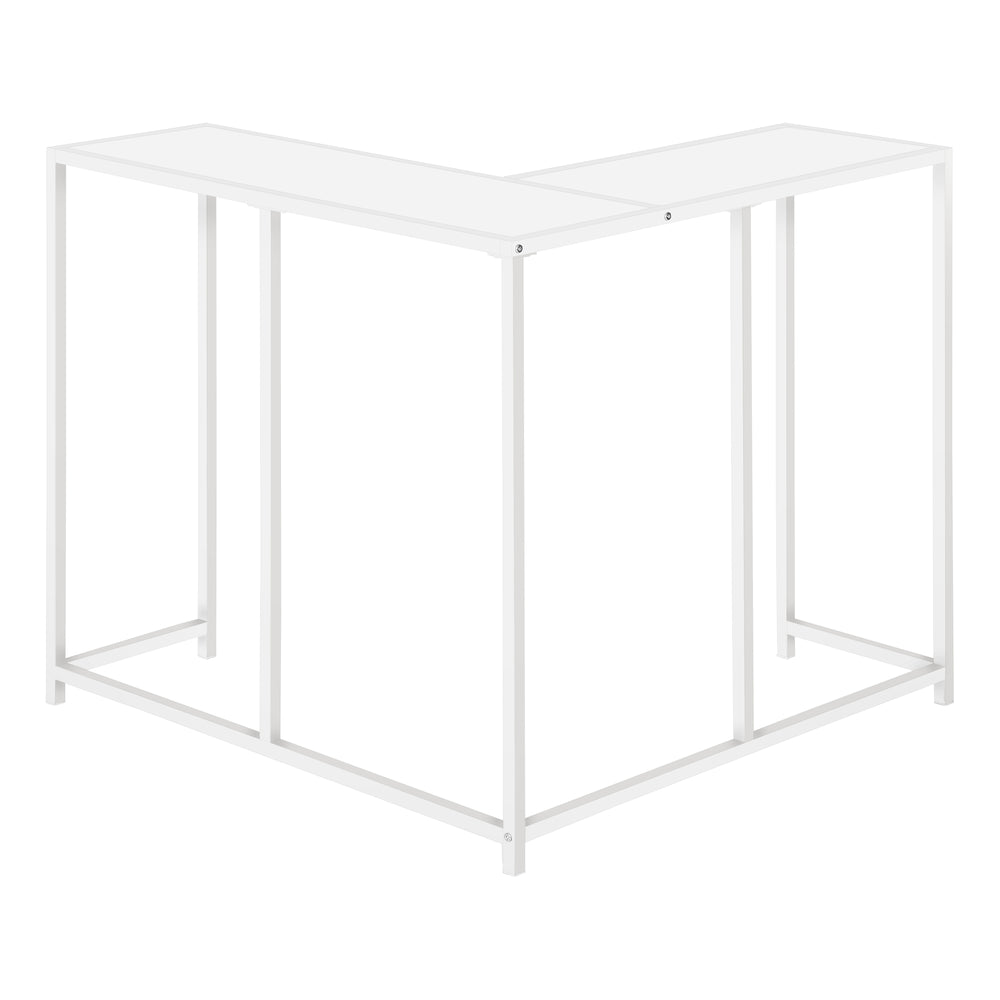 Monarch Specialties Accent Table, Console, Entryway, Narrow, Corner, Living Room, Bedroom, White Laminate, White Metal, Contemporary, Modern White Particle Board,Metal I 2160