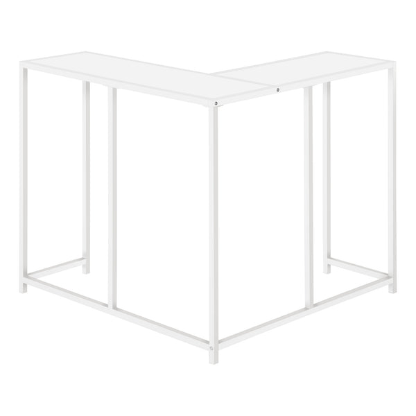 Monarch Specialties Accent Table, Console, Entryway, Narrow, Corner, Living Room, Bedroom, White Laminate, White Metal, Contemporary, Modern White Particle Board,Metal I 2160