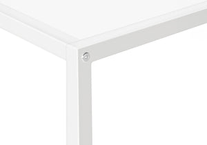 Monarch Specialties Accent Table, Console, Entryway, Narrow, Corner, Living Room, Bedroom, White Laminate, White Metal, Contemporary, Modern White Particle Board,Metal I 2160