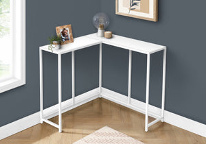 Monarch Specialties Accent Table, Console, Entryway, Narrow, Corner, Living Room, Bedroom, White Laminate, White Metal, Contemporary, Modern White Particle Board,Metal I 2160
