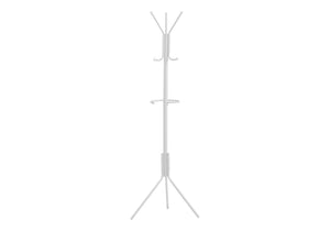 Monarch Specialties Coat Rack, Hall Tree, Free Standing, Hanging Bar, 6 Hooks, Entryway, 68"H, Bedroom, White Metal, Contemporary, Modern White Metal I 2164