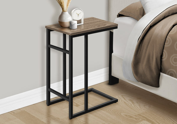 Monarch Specialties Accent Table, C-shaped, End, Side, Snack, Living Room, Bedroom, Brown Laminate, Black Metal, Contemporary, Modern Dark Taupe,Black, Black Particle Board,Metal I 2172