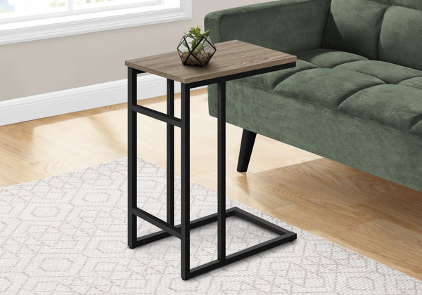Monarch Specialties Accent Table, C-shaped, End, Side, Snack, Living Room, Bedroom, Brown Laminate, Black Metal, Contemporary, Modern Dark Taupe,Black, Black Particle Board,Metal I 2172