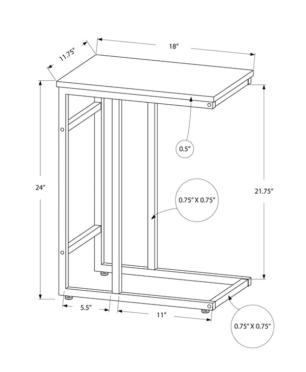 Monarch Specialties Accent Table, C-shaped, End, Side, Snack, Living Room, Bedroom, Black Marble Look Laminate, Black Metal, Contemporary, Modern Black,Black, Black Particle Board,Metal I 2174