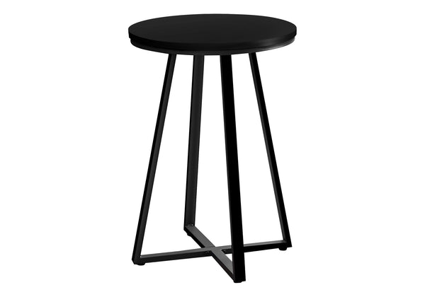 Monarch Specialties Accent Table, Side, Round, End, Nightstand, Lamp, Living Room, Bedroom, Black Laminate, Black Metal, Contemporary, Modern Black,Black, Black Metal,Particle Board I 2175