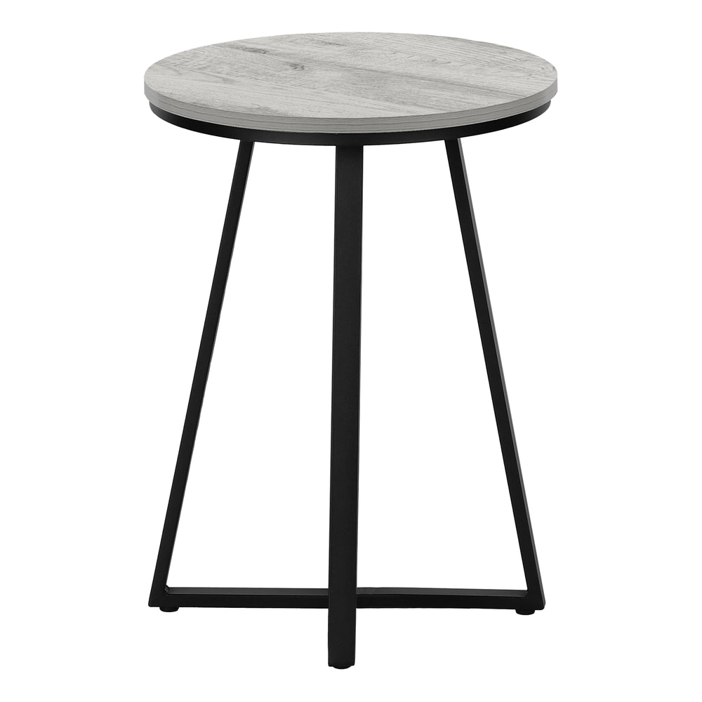 Monarch Specialties Accent Table, Side, Round, End, Nightstand, Lamp, Living Room, Bedroom, Grey Laminate, Black Metal, Contemporary, Modern Grey,Black, Black Metal,Particle Board I 2176