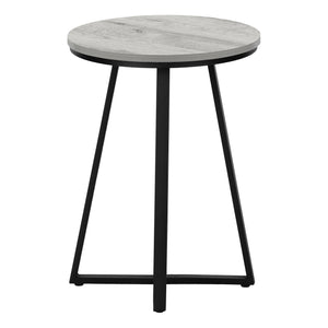 Monarch Specialties Accent Table, Side, Round, End, Nightstand, Lamp, Living Room, Bedroom, Grey Laminate, Black Metal, Contemporary, Modern Grey,Black, Black Metal,Particle Board I 2176