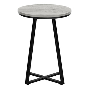 Monarch Specialties Accent Table, Side, Round, End, Nightstand, Lamp, Living Room, Bedroom, Grey Laminate, Black Metal, Contemporary, Modern Grey,Black, Black Metal,Particle Board I 2176
