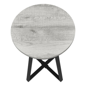 Monarch Specialties Accent Table, Side, Round, End, Nightstand, Lamp, Living Room, Bedroom, Grey Laminate, Black Metal, Contemporary, Modern Grey,Black, Black Metal,Particle Board I 2176