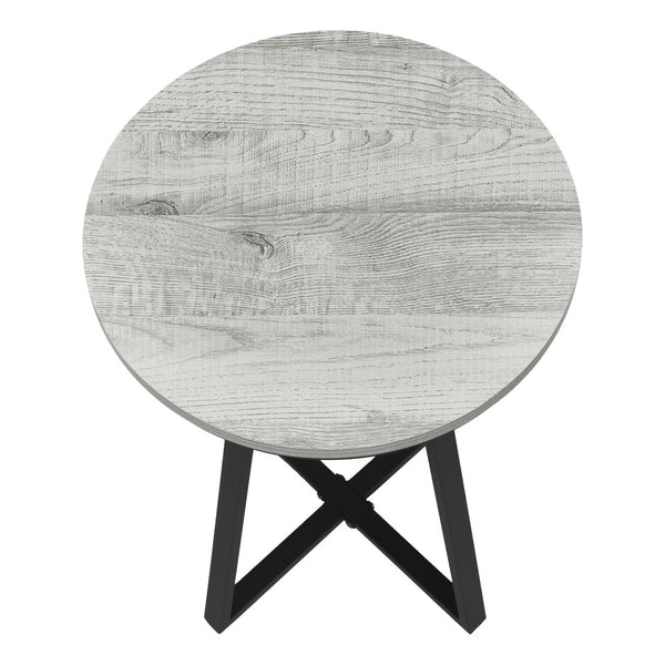 Monarch Specialties Accent Table, Side, Round, End, Nightstand, Lamp, Living Room, Bedroom, Grey Laminate, Black Metal, Contemporary, Modern Grey,Black, Black Metal,Particle Board I 2176