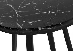 Monarch Specialties Accent Table, Side, Round, End, Nightstand, Lamp, Living Room, Bedroom, Black Marble Look Laminate, Black Metal, Contemporary, Modern Black,Black, Black Metal,Particle Board I 2179