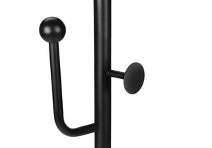 Coat Rack Hall Tree with Six Hooks Satin Black Metal Freestanding Entryway Organizer