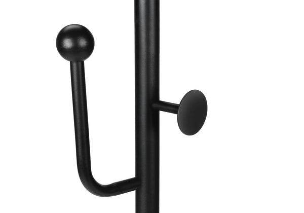 Coat Rack Hall Tree with Six Hooks Satin Black Metal Freestanding Entryway Organizer