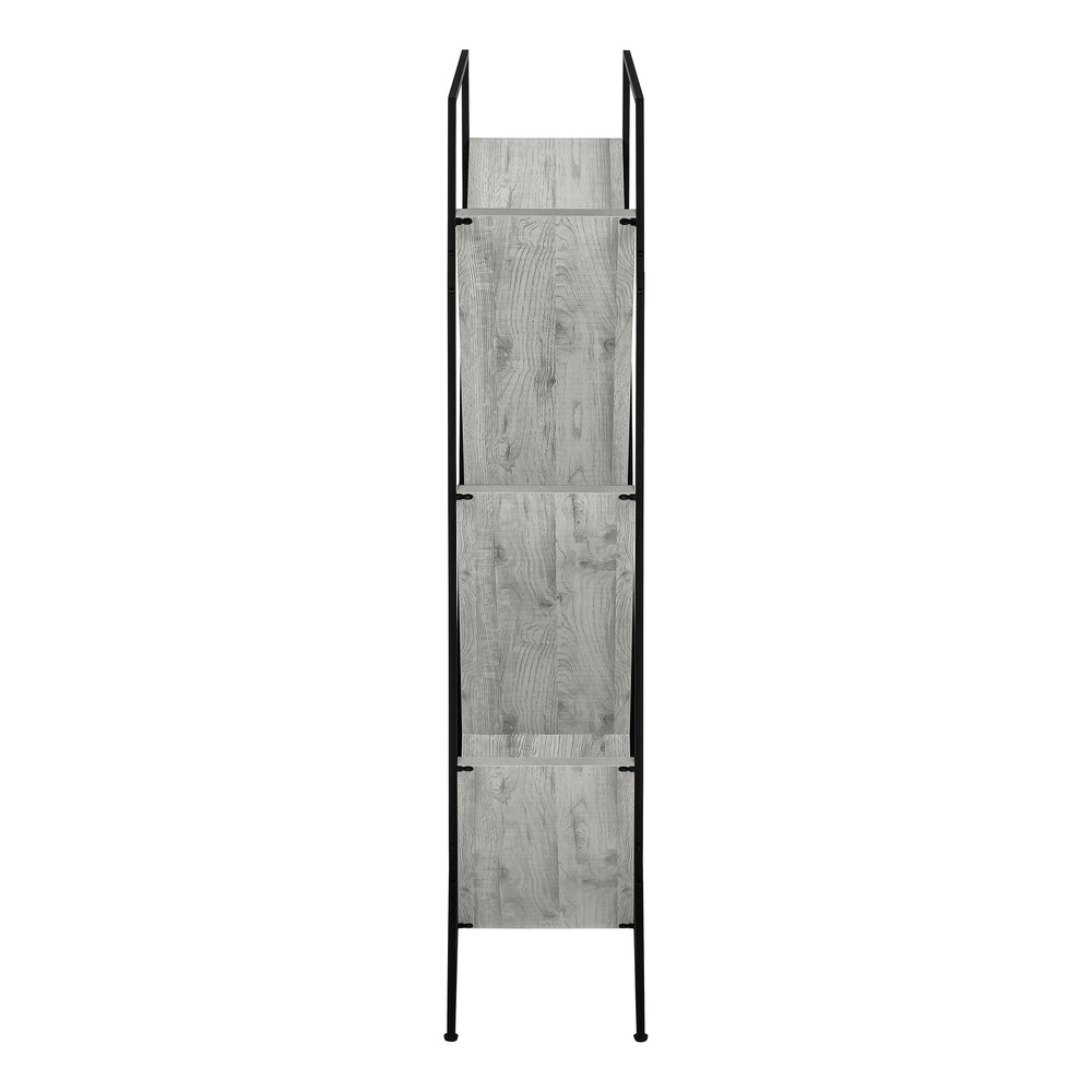 Monarch Specialties Bookshelf, Bookcase, Etagere, 3 Tier, 60"H, Office, Bedroom, Grey Laminate, Black Metal, Contemporary, Modern Grey,Black, Black Metal,Mdf I 2200