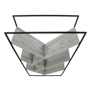 Monarch Specialties Bookshelf, Bookcase, Etagere, 3 Tier, 60"H, Office, Bedroom, Grey Laminate, Black Metal, Contemporary, Modern Grey,Black, Black Metal,Mdf I 2200