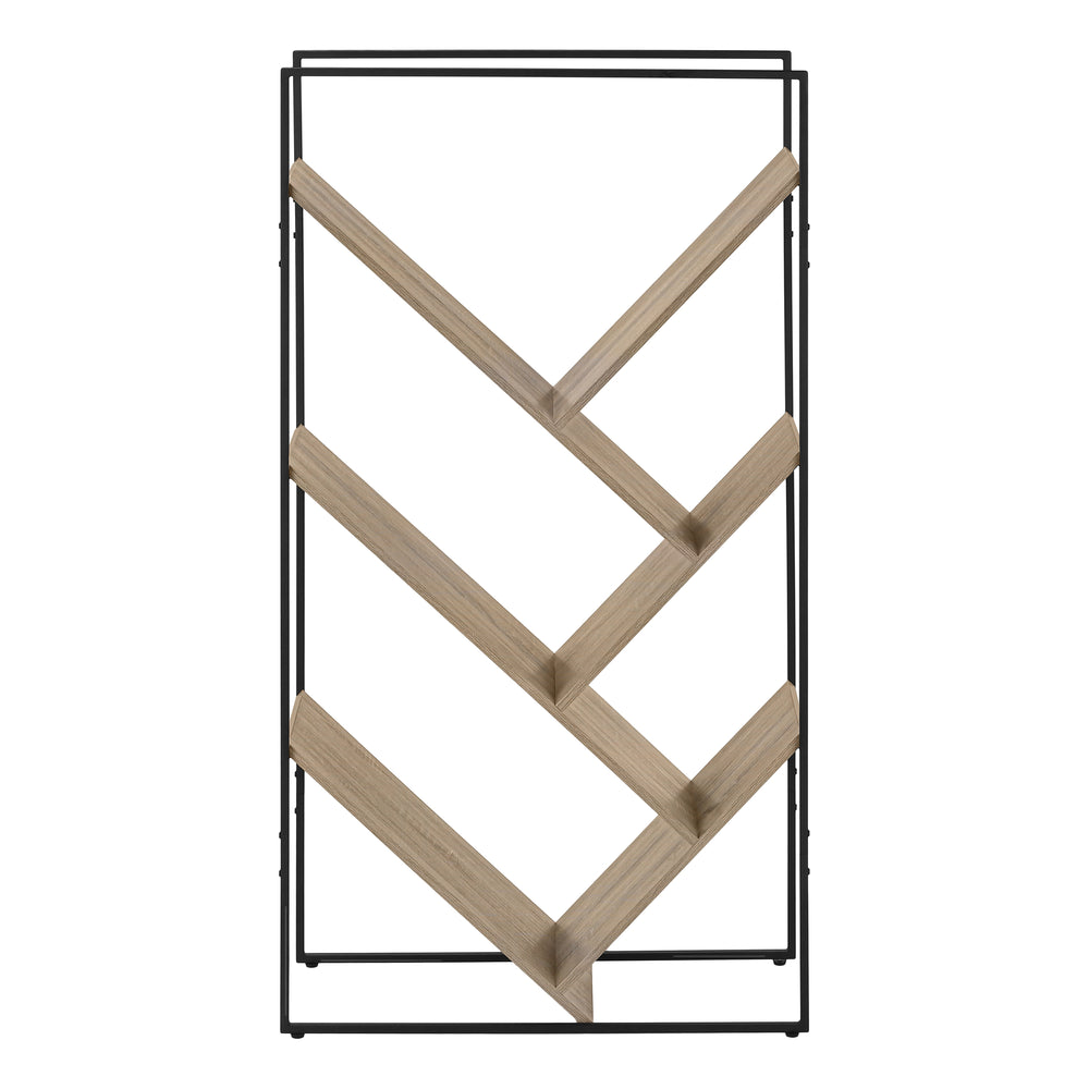 Monarch Specialties Bookshelf, Bookcase, Etagere, 3 Tier, 60"H, Office, Bedroom, Brown Laminate, Black Metal, Contemporary, Modern Dark Taupe,Black, Black Metal,Mdf I 2201