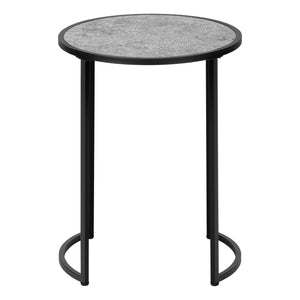 Monarch Specialties Accent Table, Side, Round, End, Nightstand, Lamp, Living Room, Bedroom, Grey Laminate, Black Metal, Contemporary, Modern Grey,Black, Black Metal,Mdf I 2206